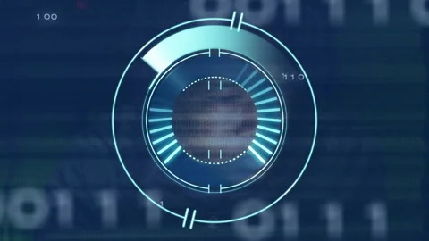 Animation of futuristic digital interface with circular elements in school Stock Footage 304768481