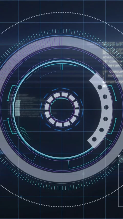Animation of futuristic digital interface with circular patterns in school Stock Footage 319617361