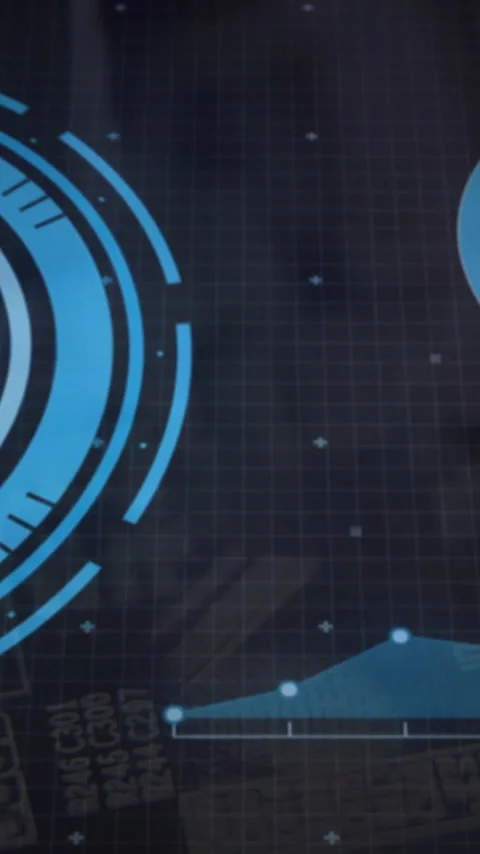Animation of futuristic digital interface with circular graphics and data charts Stock Footage 319617453