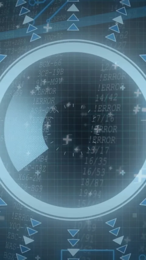 Animation of futuristic digital interface with circular patterns and binary code 動画素材 319811496