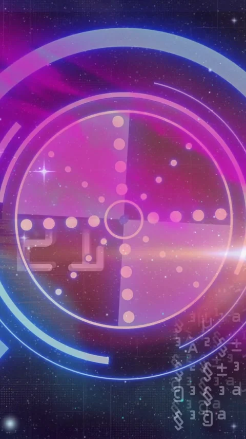 Animation of futuristic digital interface with circular patterns and binary code 動画素材 344244712