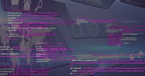 Animation of futuristic digital interface with computer code and data 스톡 동영상 304862832