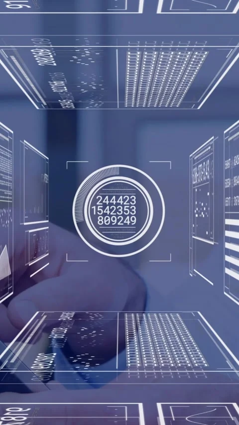 Animation of futuristic digital interface with data and graphs in school setting Stock Footage 319727205