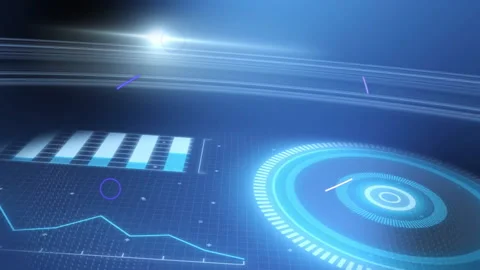 Animation of futuristic digital interface with graphs and circular data elements Stock Footage 304642718