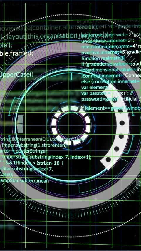 Animation of futuristic digital interface with rotating elements in school Stock Footage 319617785