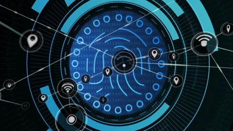 Animation of futuristic digital network with binary code and connectivity Video stock 304765535