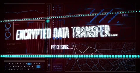 Animation of futuristic graphics processing data and encryption on digital Stock Footage 328507644