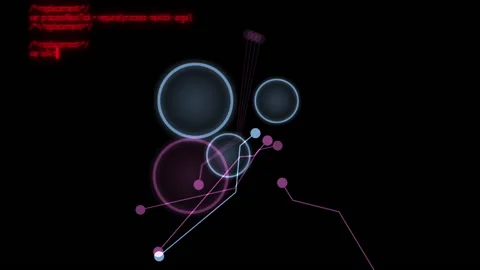 Animation with futuristic HUD interface and Hacker code running down a comput Stock Footage 131002273