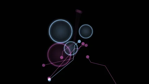 Animation with futuristic HUD interface made from circle and glowing lines Video stock 131001100