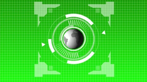 Animation of a futuristic  hud whith globe green Stock Footage 50366239