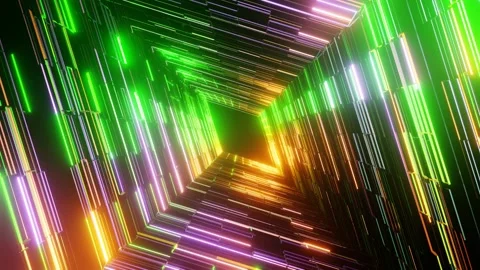 Animation futuristic Sci-fi neon glowing  multicolored light beam background. Stock Footage 328912265