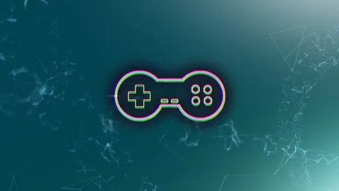 Animation of game controller icon, connecting dots, abstract pattern on digital Stock Footage 316217395