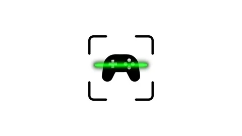 Animation of a game controller icon in a target with a scanning light, repr.. Stock Footage 346498453