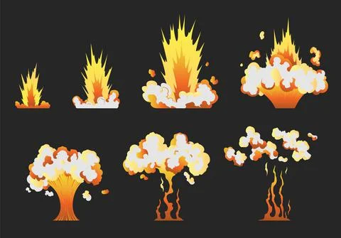 Animation for game of the explosion effect in separate frames. Cartoon animation Stock Illustration