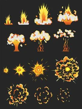 Animation for game of the explosion effect in separate frames. Boom storyboard Stock Illustration