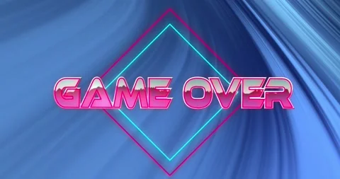 Animation of game over text over rhombuses against blue background Stock Footage 329509358