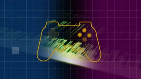 Animation of game pad controller over grid Stock Footage 317113381