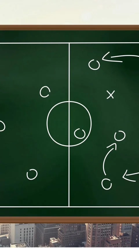 Animation of game plan over cityscape Stock Footage 342009742