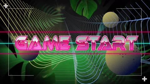 Animation of game start text over neon s... | Stock Video | Pond5