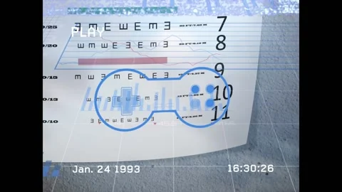 Animation of gamepad icon over data processing and interference Vídeos de archivo 326628696