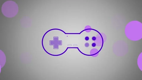 Animation of gamepad icon over spots on grey background Video stock 328256924
