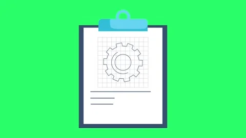 Animation gear drawing on green screen. Stock Footage 277789102