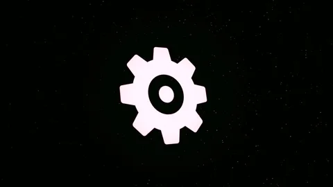 Animation of the gear icon on a black ba... | Stock Video | Pond5