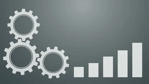 Animation of gears and cogs rotating with graphs . work and business growth Stock Footage 153927576
