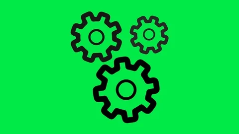 Animation gears black green Stock Footage 100823375