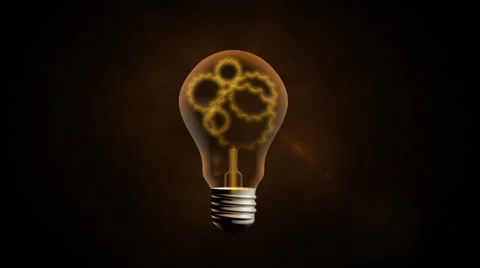 An animation of gears turning inside of a lightbulb (Loop) Stock Footage 44097231