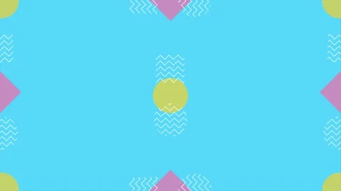 Animation of geometric pattern memphis style squares, circles and zigzag Stock Footage 313416805