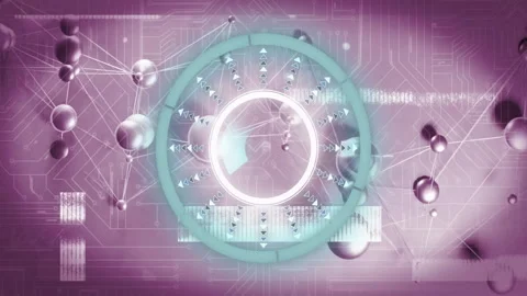 Animation of geometric patterns over digital network interface background Stock Footage 304643978