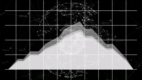 Animation of geometric shapes and network connections creating digital pattern Stock Footage 304764829
