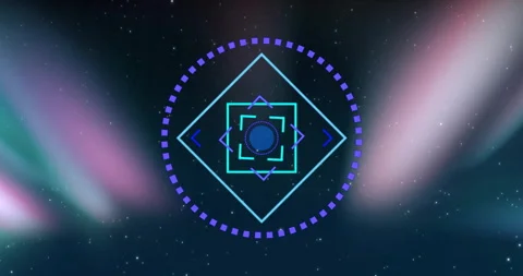 Animation of geometric shapes and patterns creating abstract design over night Video stock 304216954