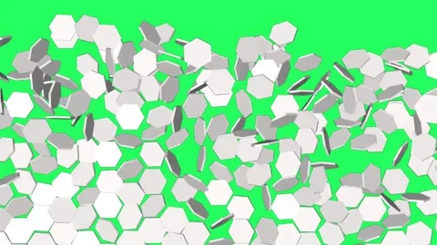 Animation geometric shapes falling with green background. Stock Footage 240453543