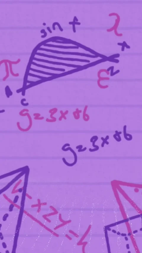Animation of geometry and math formulas on pink background Stock Footage 344802997