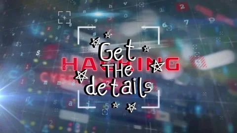 Animation of get the details over hacking and data processing in background Stock Footage 330659095