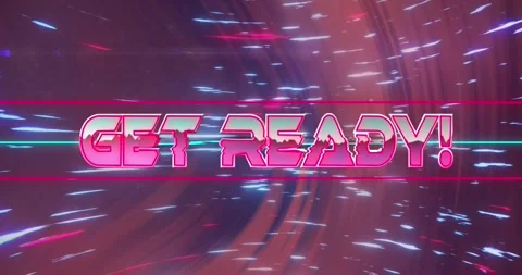 Animation of get ready with exclamation over lines moving circular pattern 스톡 동영상 328300048