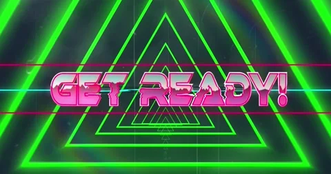Animation of get ready text over neon sh... | Stock Video | Pond5