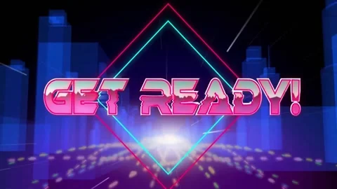 Animation of get ready text on rhombuses, abstract pattern and 3d building Stock Footage 327782324