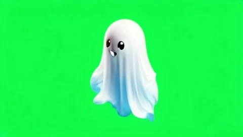 Animation ghost cute tiny isolate on green screen. Stock Footage 282994704