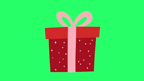 Animation gift box for Valentine's day on green background.  Stock Footage 170115609