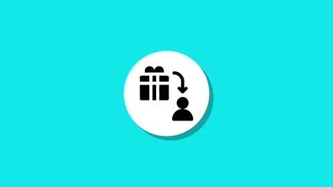 Animation of gift icon on a white circle with shadow on a light blue backgrou Stock Footage 327762543