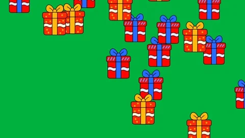Animation of gifts falling on green screen background Stock Footage 319361249