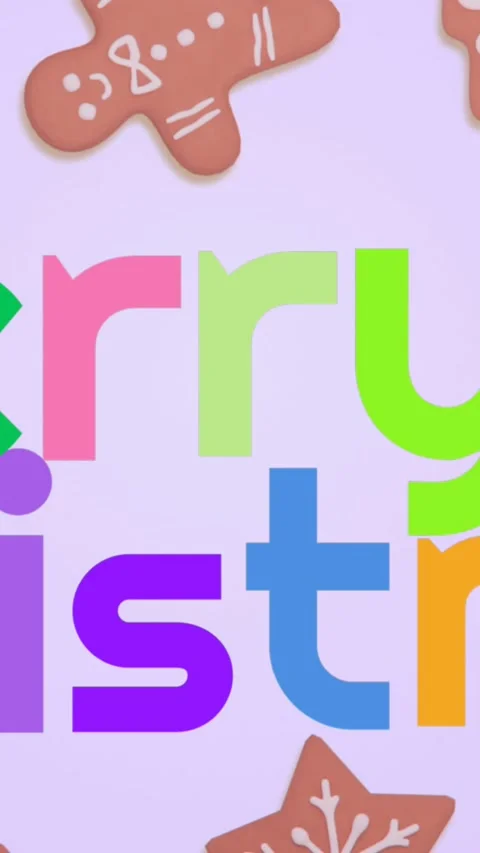 Animation of ginger bread over merry christmas text Video stock 320165052