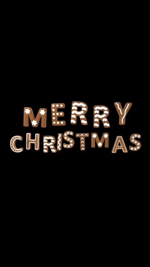 Animation of gingerbread letters isolated with copy space. Merry Christmas text. Video stock 320501641