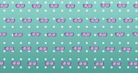 Animation of glasses over mint dotted background Stock Footage 329020808