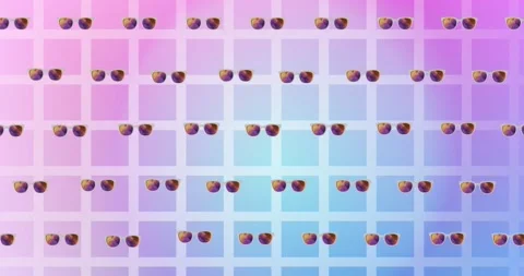 Animation of glasses over pink checked background Video stock 179965489