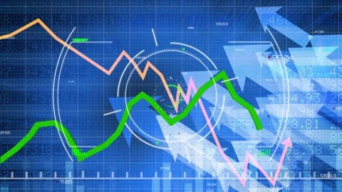 Animation of glitch effect and scope scanning over statistical data processing Stock Footage 328412920