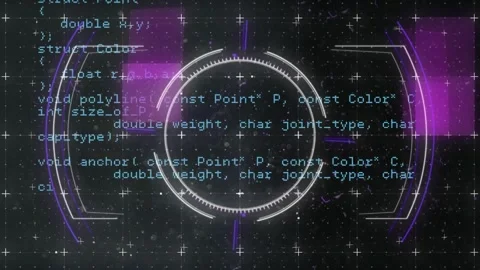 Animation of glitch effect and scope scanning over data processing against black Stock Footage 329027794